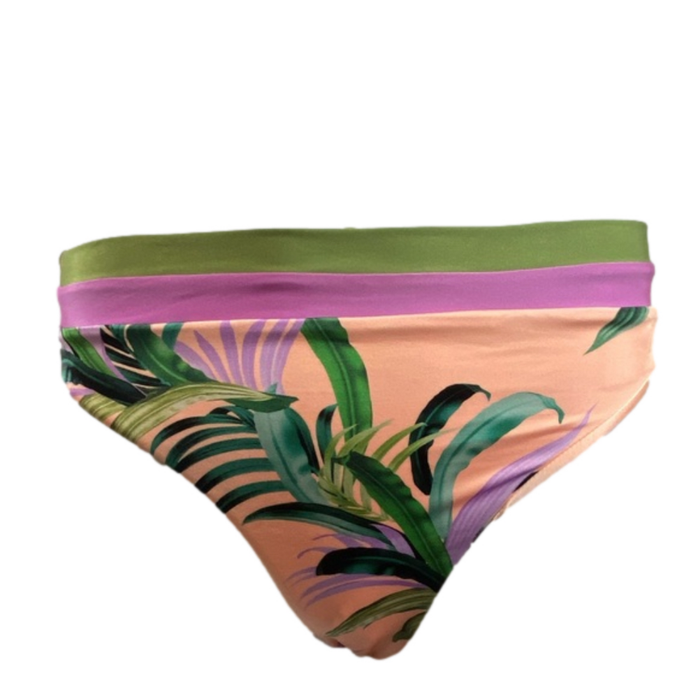 Seafolly Tropical Print Bikini Bottom - Green, Pink, Peach